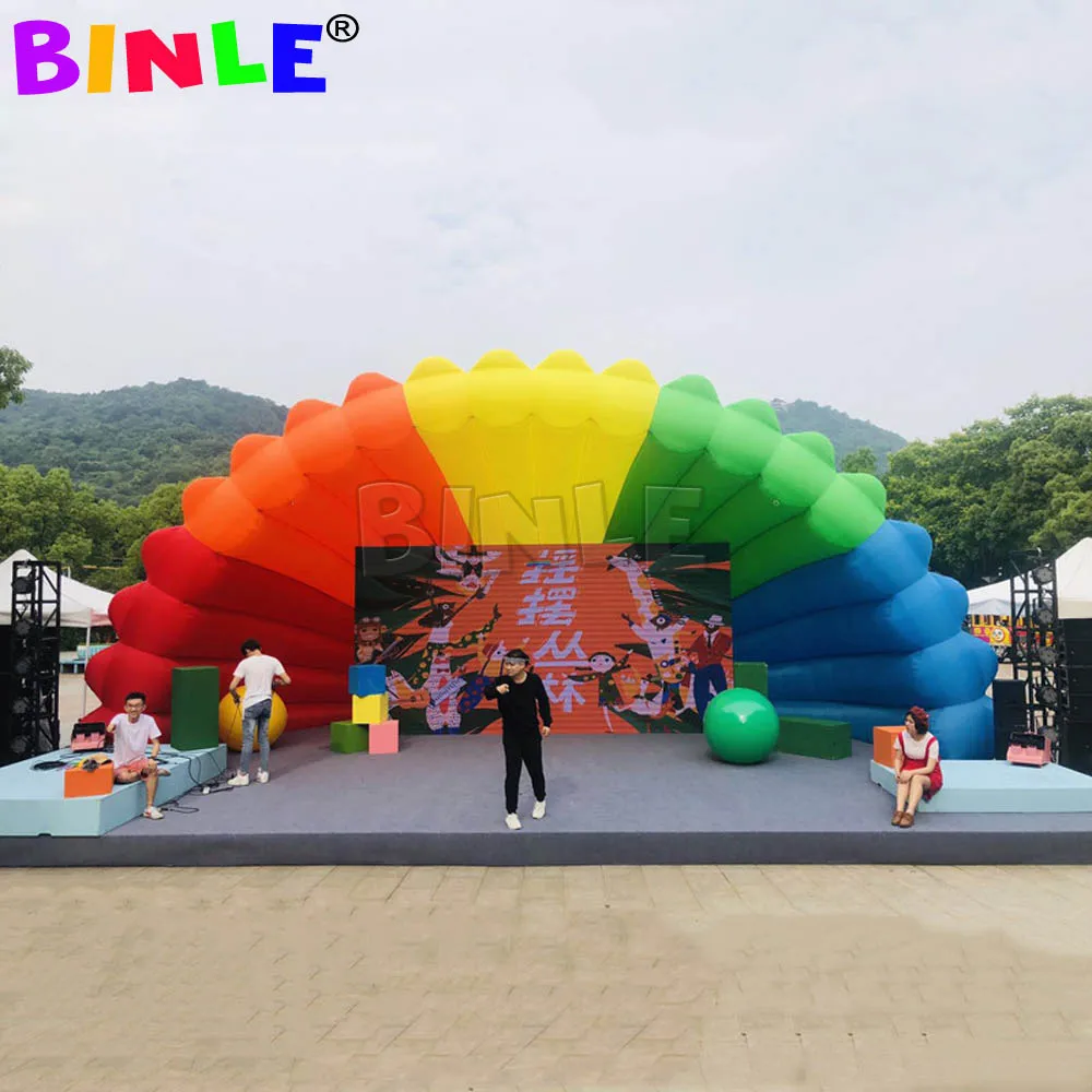 

Outdoor Pop Up Rainbow Colorful Inflatable Stage Cover,Large White Shell Tent For Music Event Concert Decoration