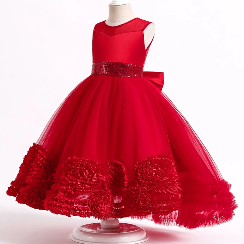 

Kids Dress for Girls Wedding Tulle Lace Bridesmaid Dress Teen Girls Elegant Princess Party Pageant Formal Gown Children Clothing