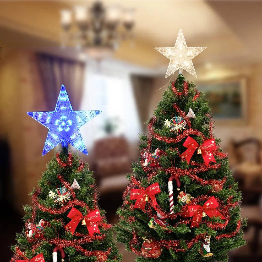 220V EU Plug LED Christmas Tree Top Star Night Light String Fairy Lights Indoor Garlands For Xmas Wedding Party  Holiday Decor