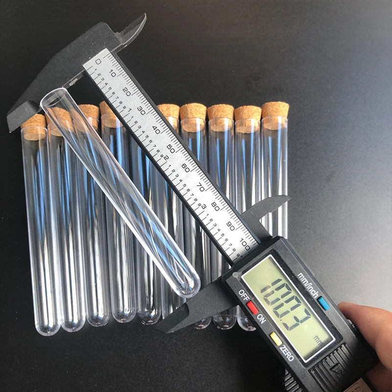 Lab Clear Plastic Test Tubes, Rolhas Rolhas Caps, Favor do casamento Gift Tube, Laboratório Escola Experiment, 50Pcs, 15x100mm