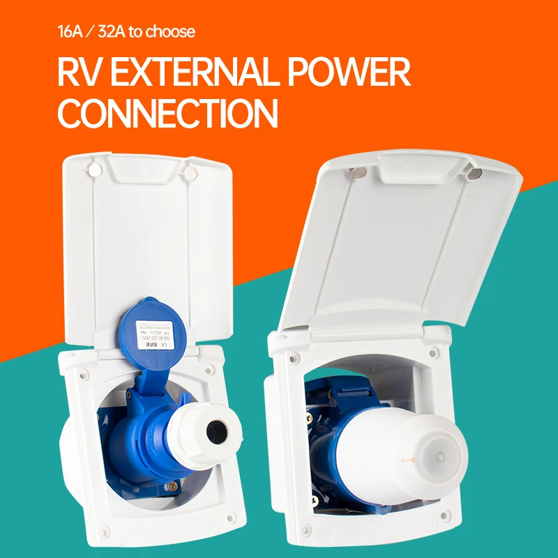 Zewnętrzne złącze zasilania RV 220V-240V 16A Zewnętrzne złącze wtykowe Wodoodporne gniazdo wtykowe Akcesoria do kamperów i przyczep kempingowych