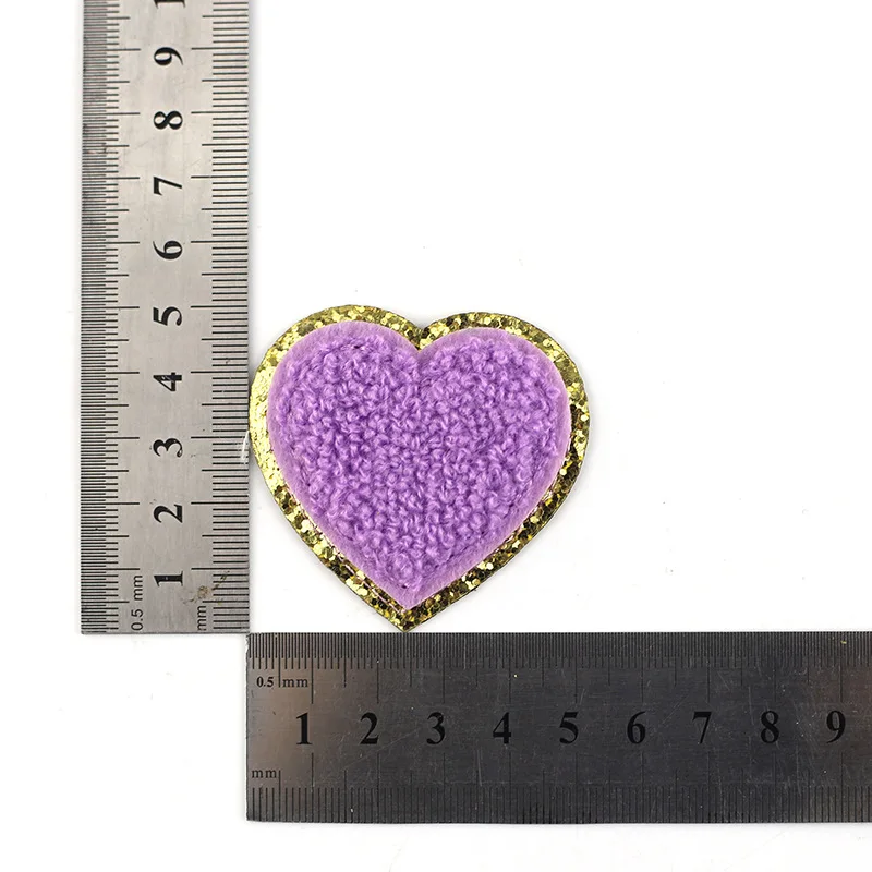 5pcs Sequin Chenille Embroidery Patches Heart Patches Appliques Iron On Patches For Children Woman Clothes