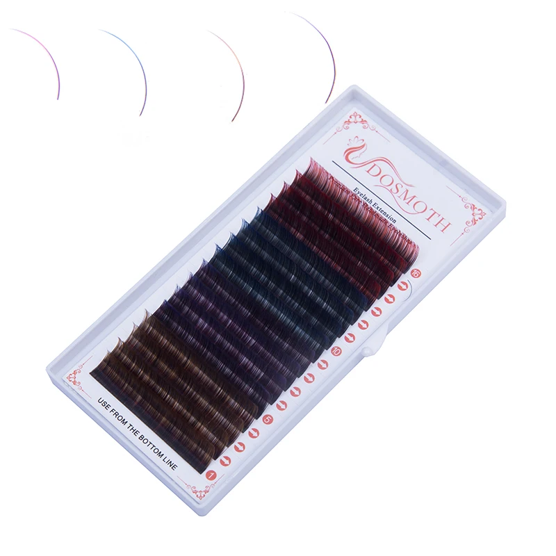 Color lashs mix in one tray, Gradually  Red brown purple blue individual lash eyelash extension