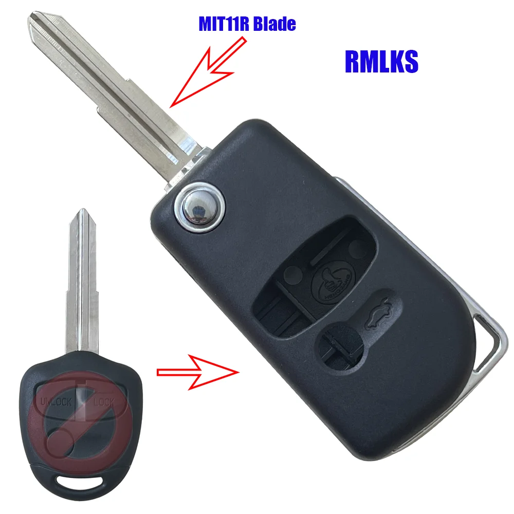 2 3 Button Modified Flip Folding Remote Key Shell Case for Mitsubishi New ASX GRANDIS Outlander LANCER-EX Right/left Blade