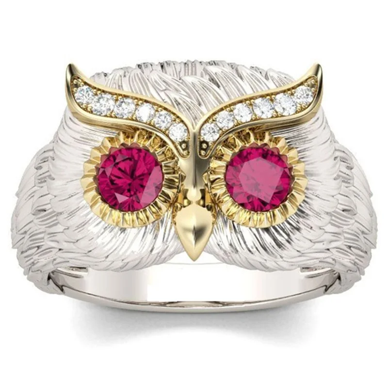 

Fashion Owl Sliver Color Ring New Unique Design Crystals Ring For Women Men Classic Jewelry Accessories Best Gift