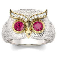 Fashion Owl Sliver Color Ring New Unique Design Crystals Ring For Women Men Classic Jewelry Accessories Best Gift