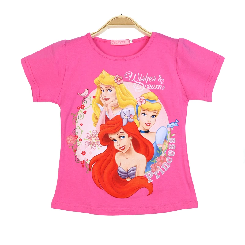 

Girls mermaid Princesses Summer Girls Cotton T-shirt Snow White Cartoon Cute casual fashion girls 3-9Y