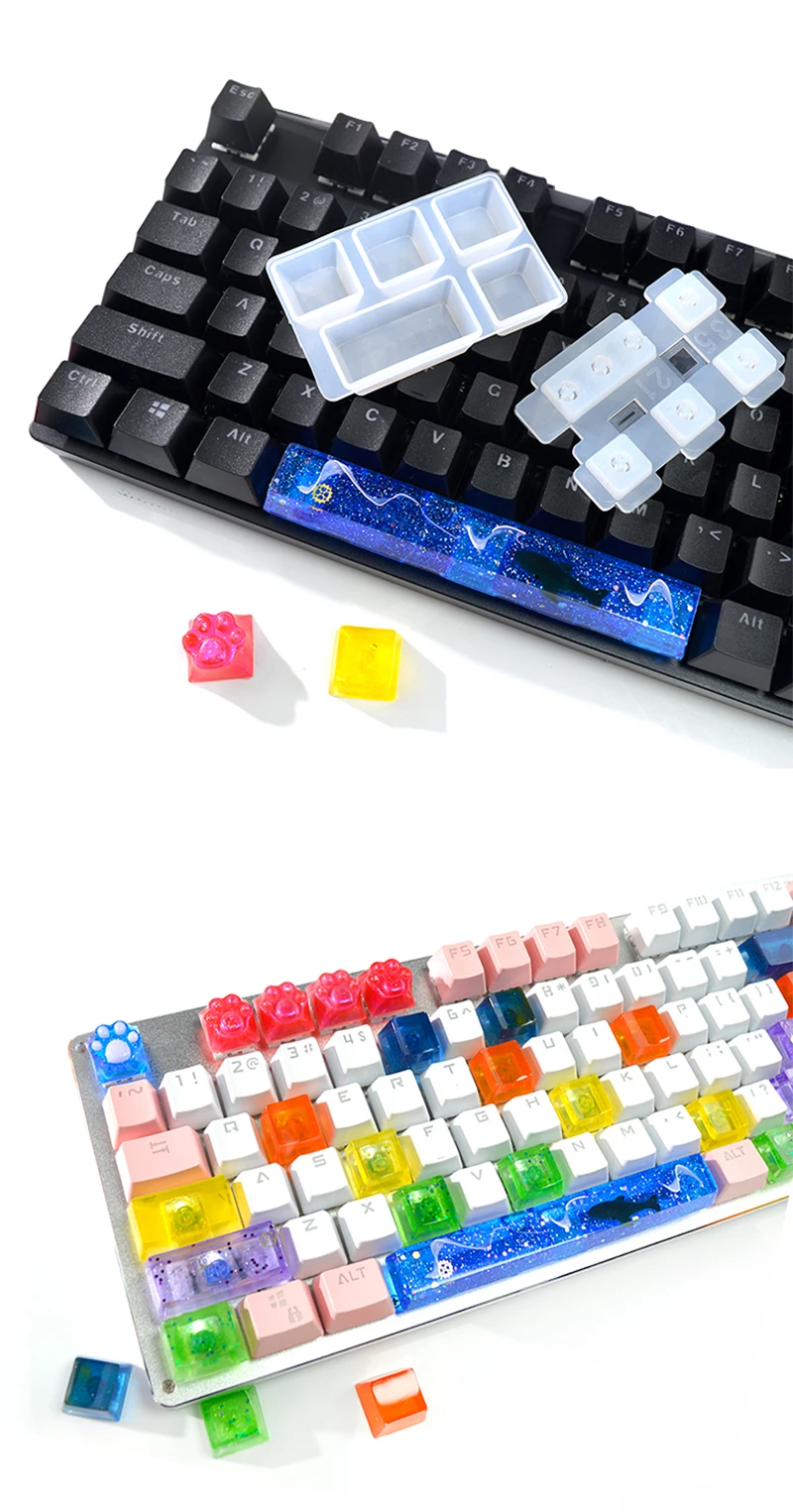 TC156 DIY Set Manual Mechanical Gaming Keyboard Key Caps Resin Clavier Silicon Molds Keycap Mold For Art Epoxy Handmade Crafts