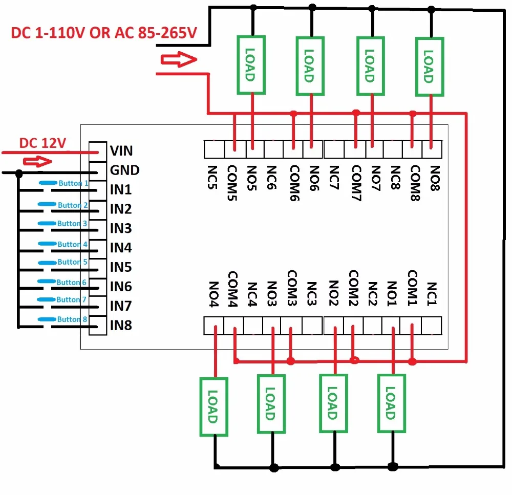 DC 12V 8 Channels Multifunction Timer Delay Relay Board Time Switch Timing Loop Interlock Self-locking Momentary Bistable