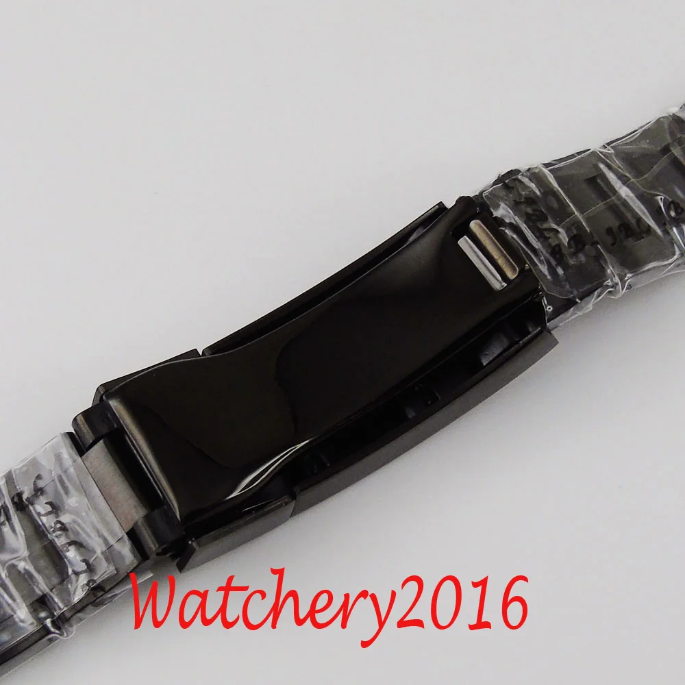 Full Black PVD Coated Replaced Watch Bracelet Watch Band Deployment Clasp 20MM width Lug for 40MM men watch