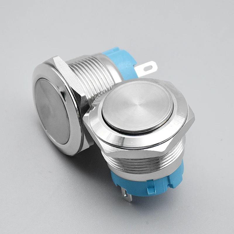 16 مللي متر 19 مللي متر 22 مللي متر 2pin لوحة ثقب المعادن زر التبديل السلطة دفع زر شقة عالية رئيس الذاتي قفل/إعادة تعيين لحام IP67 1NO