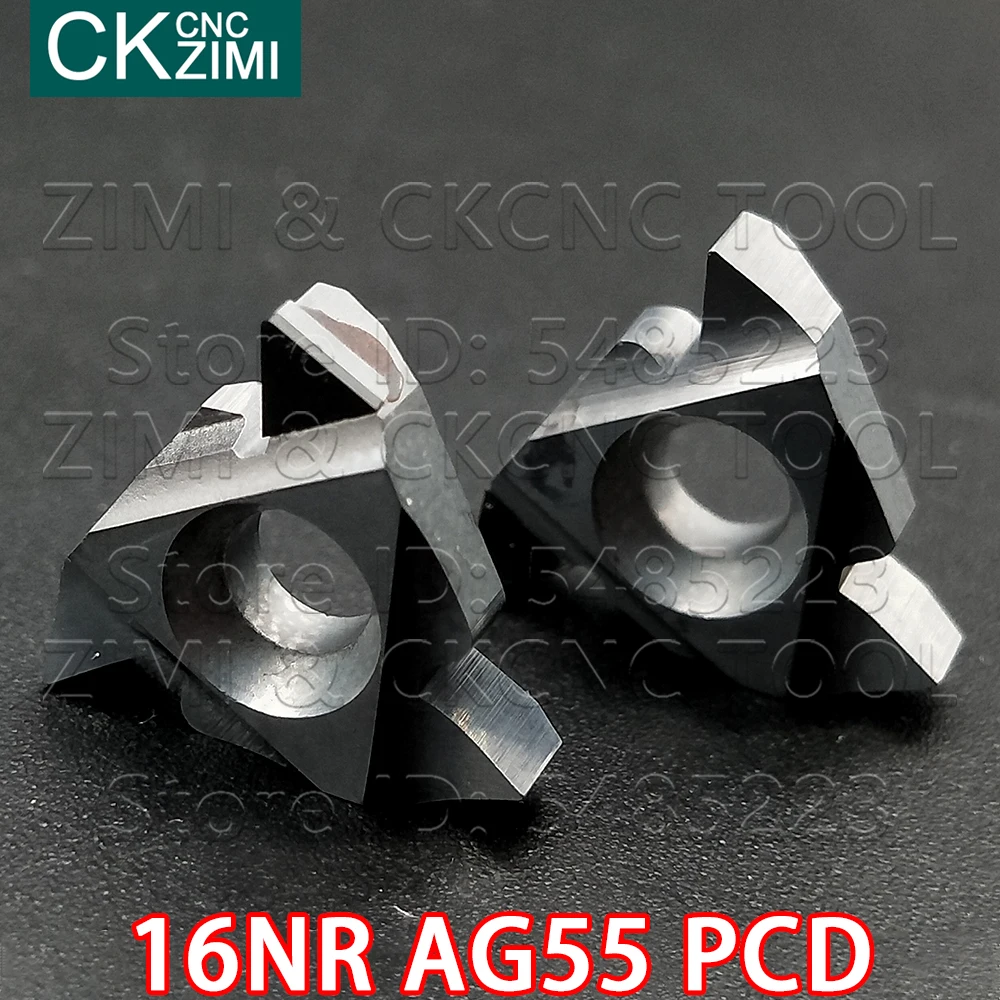 16NR AG55 PCD Diamond PCD CBN مخرطة, إدراج PCD ، الماس ، أدوات مخرطة ، CNC ، شفرة تحول ، أدوات تحول داخلية