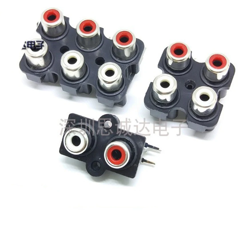 

20PCS/Lot RCA Female Socket/Jack Connector Red/White 2/4/6 Ports 90 Degrees For AV/Audio/Signal