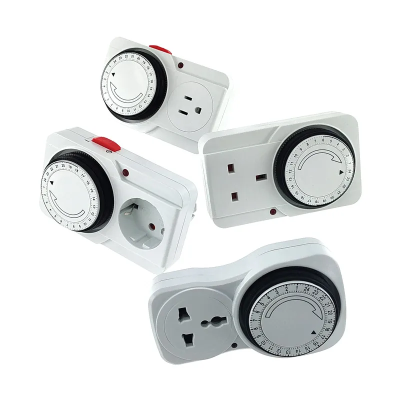 24 Hour Cyclic Timer Switch Kitchen Timer Outlet Loop Universal Timing Socket Mechanical Timer 230VAC 3500W 16A UK EU CN US Plug