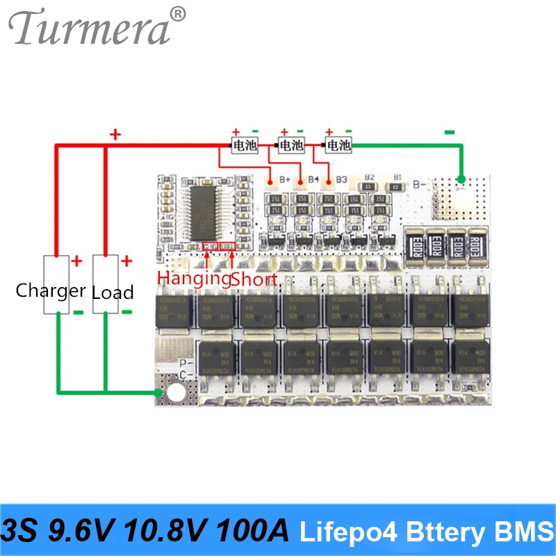 32650 32700 Lifepo4 Balance baterii BMS 3S 4S 5S 10,8 V 14,4 V 18 V 100 A do akumulatora samochodowego 12 V i zasilania bezprzerwanego Turmera