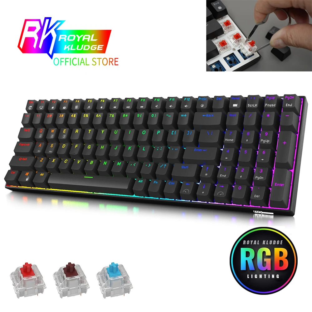 Original RK100/RK860 2.4G Wireless/Bluetooth/Wired RGB Mechanical Keyboard, 100 Keys 3 Modes Connectable Hot Swappable Keyboard