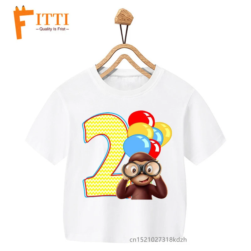 Kids Birthday Number 2 Flower Print Boy&Girl White T-shirt Kid Summer Kawaii Funny Clothes Little Baby Y2K Clothes,Drop Ship