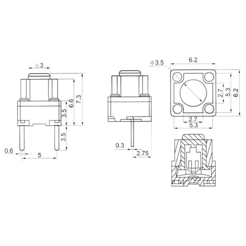 10-100pcs Square silent mouse micro switch mouse button micro switch button Kailh 6*6*7.3/6/5.7mm 8 millions lifetime