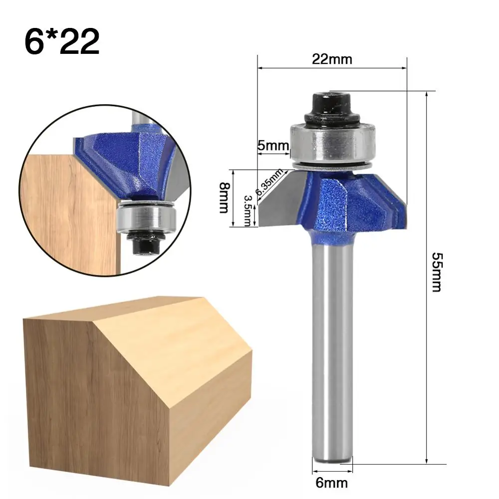 6mm  Shank 45 Degree Chamfer Router Bit The high quality Edge Forming Bevel Woodworking Milling Cutter for Wood Bits