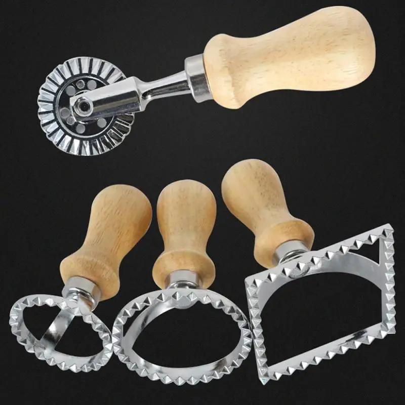 Cookie Cutter Ravioli Pasta Tools 304 Stainless Steel Cokies Mold Ravioli Maker Cutters Square Round Pizza Cutting Wheel Tools