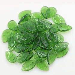 50Pcs Glass Petal Beads 10*18mm Green Color Leave Shape Beads Crafts DIY Crystal Pendant Earings Jewelry Making Accessories