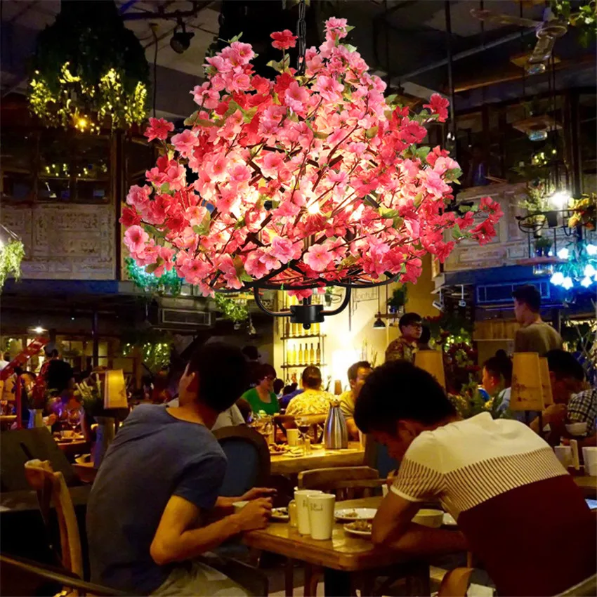 Modern Music Pub Pendant Lights dining bar Cherry Blossom bar shop milk tea shop lluminaire suspension Plant Hanglamp