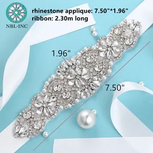 (1PC) Rhinestones cinto nupcial diamante casamento vestido cinto com cristal casamento faixa para o vestido de casamento acessórios WDD1043 8 principais vendas cinto com miçangas - №1