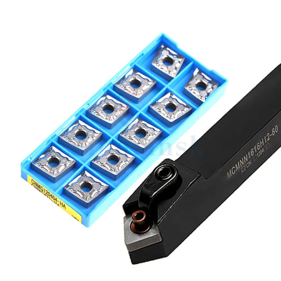 1pc MCMNN1616H12-80 50 ° 입력 각도 CNC 공작 기계 복합 외부 선반 공구 홀더 + 10pcs CNMG120404 하드 합금 삽입