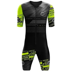 Vvsport-Triathlon Skinsuit for Men, Cycling Set, Short Sleeve, MTB Bike Clothes, Tri Suit, Outdoor Swim Run Racing Jumpsuit