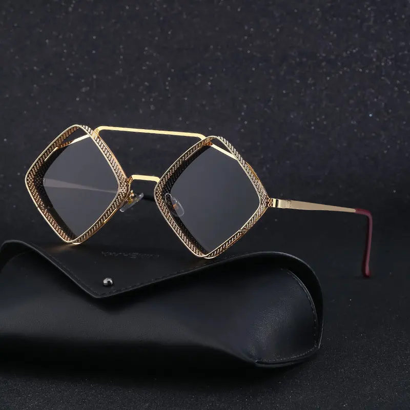 Mimiyou SteamPunk Hohle Rhombus-Sonnenbrille für Herren, Retro-Legierungs-Sonnenbrille für Damen, modische Brillen, Marke UV400, Brillen, Sonnenbrillen – Detail 1