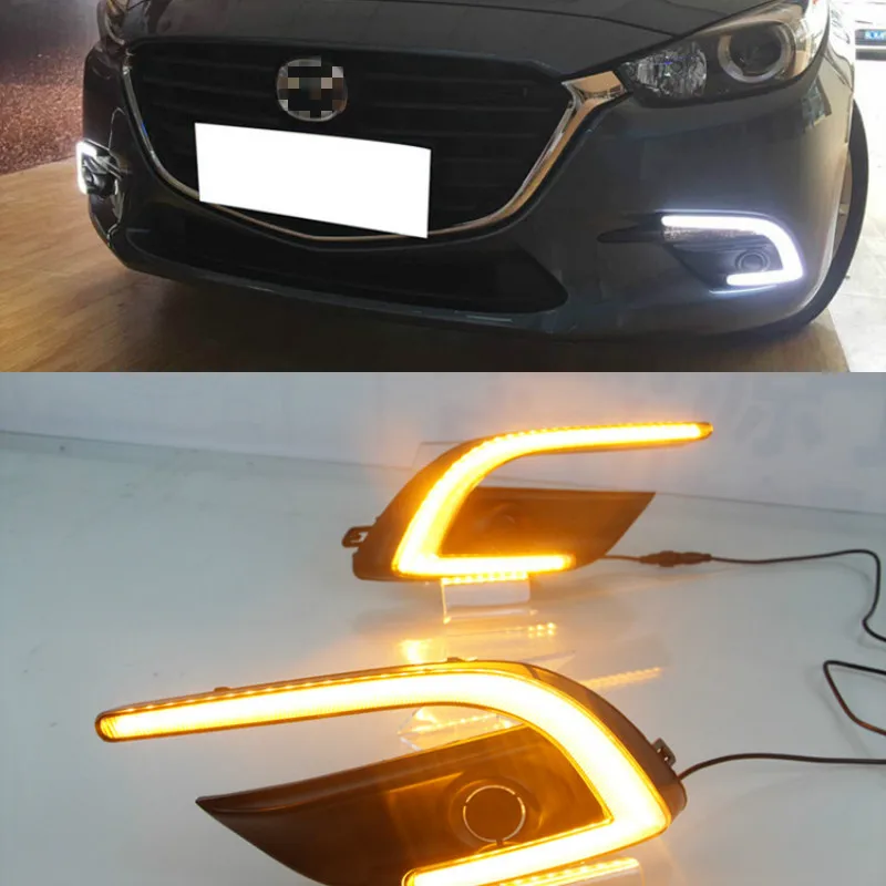 

For Mazda 3 Mazda3 Axela 2017 2018 Driving ABS DRL with yellow turn signal Daytime Running Light fog lamp Relay Daylight