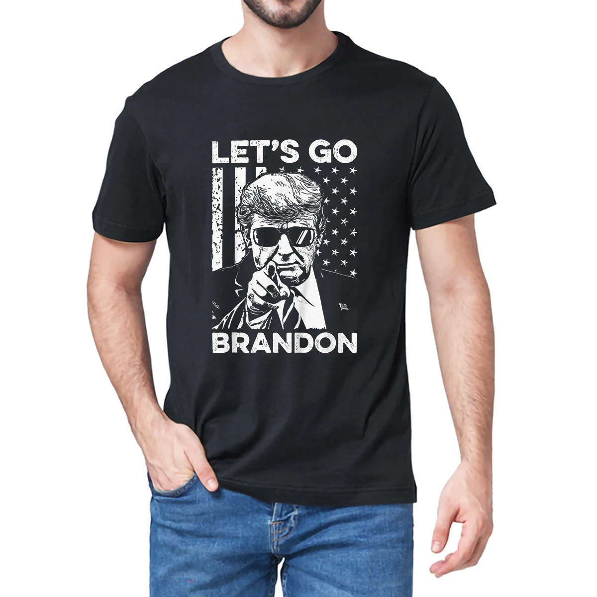 

Lets Go Brandon Trump And America Flag Unisex 100% Cotton Men's Novelty Oversized T-Shirt Women Casual Harajuku Streetwear Tee