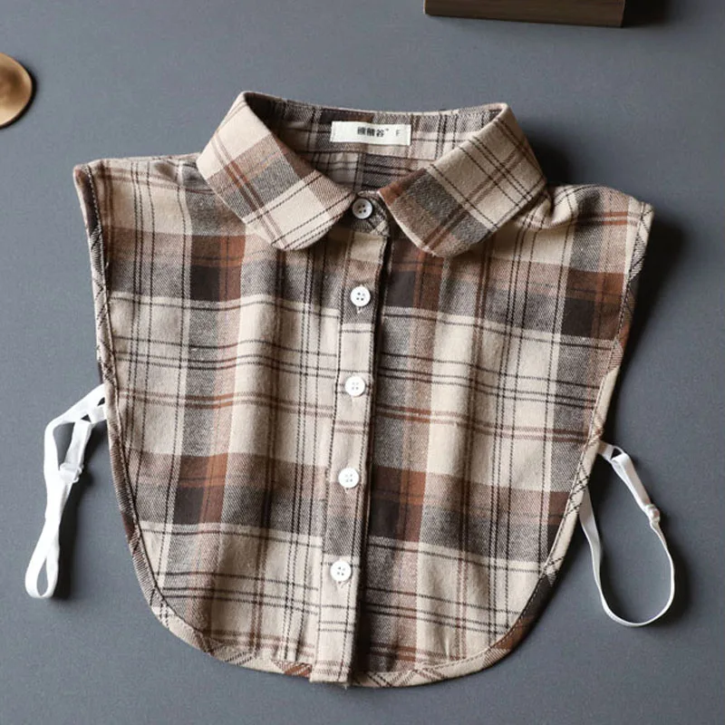 Plaid Fake Shirt Womens 2020 New Ladies Half Shirt Detachable Lapel Shirt Fake False Collar Nep Kraagje Dames Blouse Neckwear