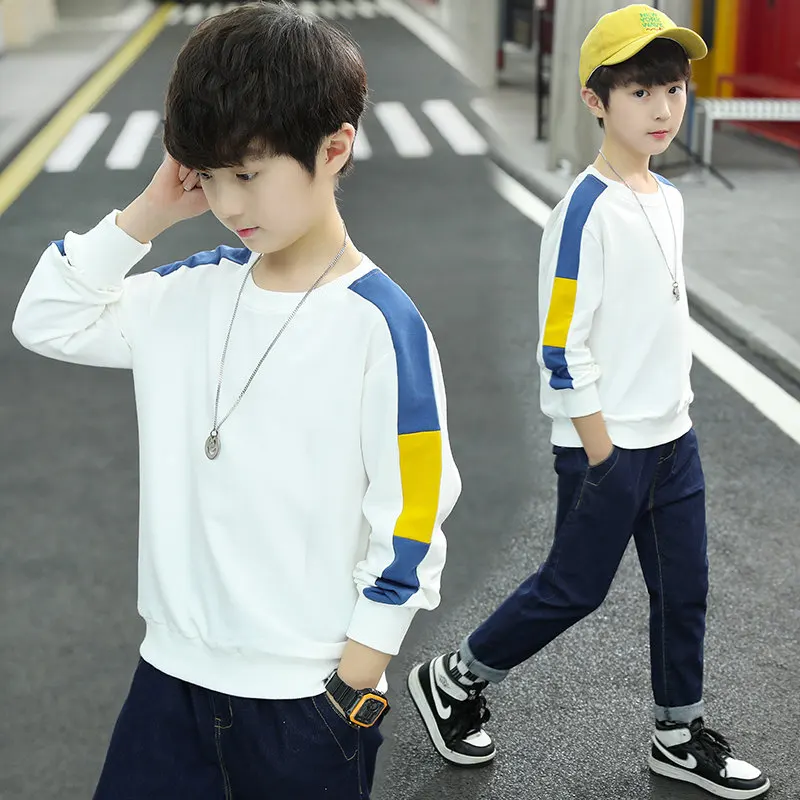 Spring Kids Boys Sweatshirt Cotton Teenage 3 Color Sport Tops Fall New Arrivals Long Sleeve Pullover T Shirt Children Casual Top