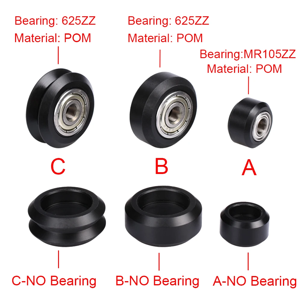 CNC Openbuilds Roda De Plástico, POM 625ZZ Rolamento, Roda Perlin Rodada Passiva, V-slot V-Type C-Beam, Peças de Impressora 3D