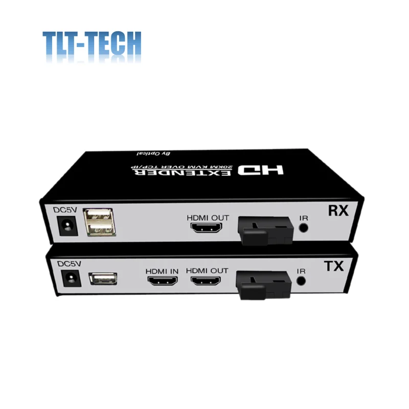 Convertidor de fibra óptica TLT-TECH 1080P HDMI, extensor de fibra óptica con Control USB, 20Km, con bucle sobre Cable SC