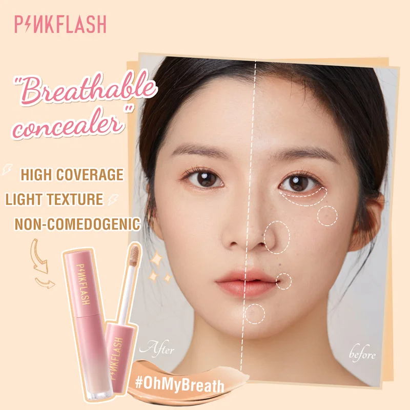 PINKFLASH Makeup Concealer Facial Covering For Dark Circles Blemishes Liquid Face Concealer Natural Flawless Makeup Cosmetics