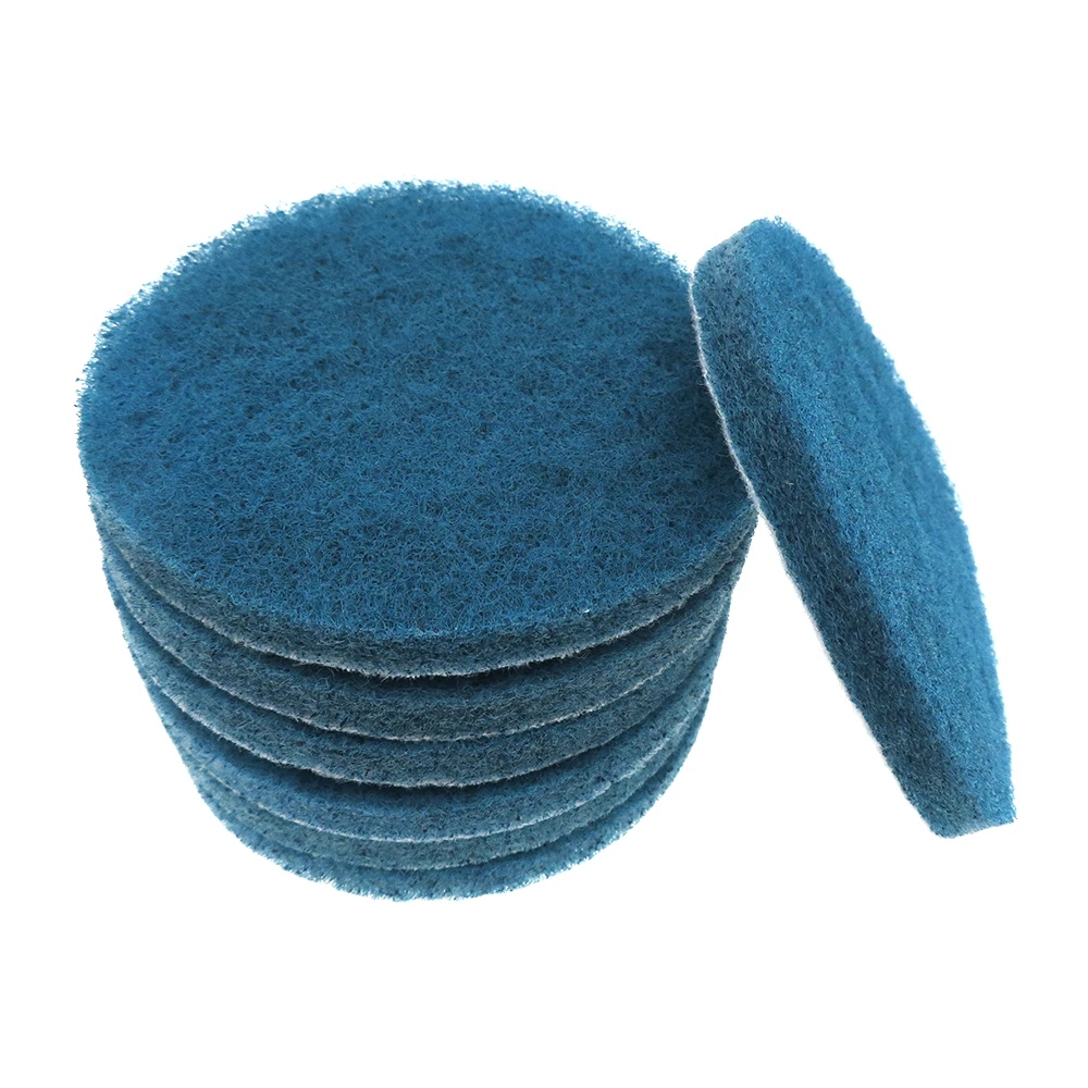 Blue Color 4-inch Power Scrub Pads for Drill Polish Scouring Pad Hook & Loop Car Cleaning