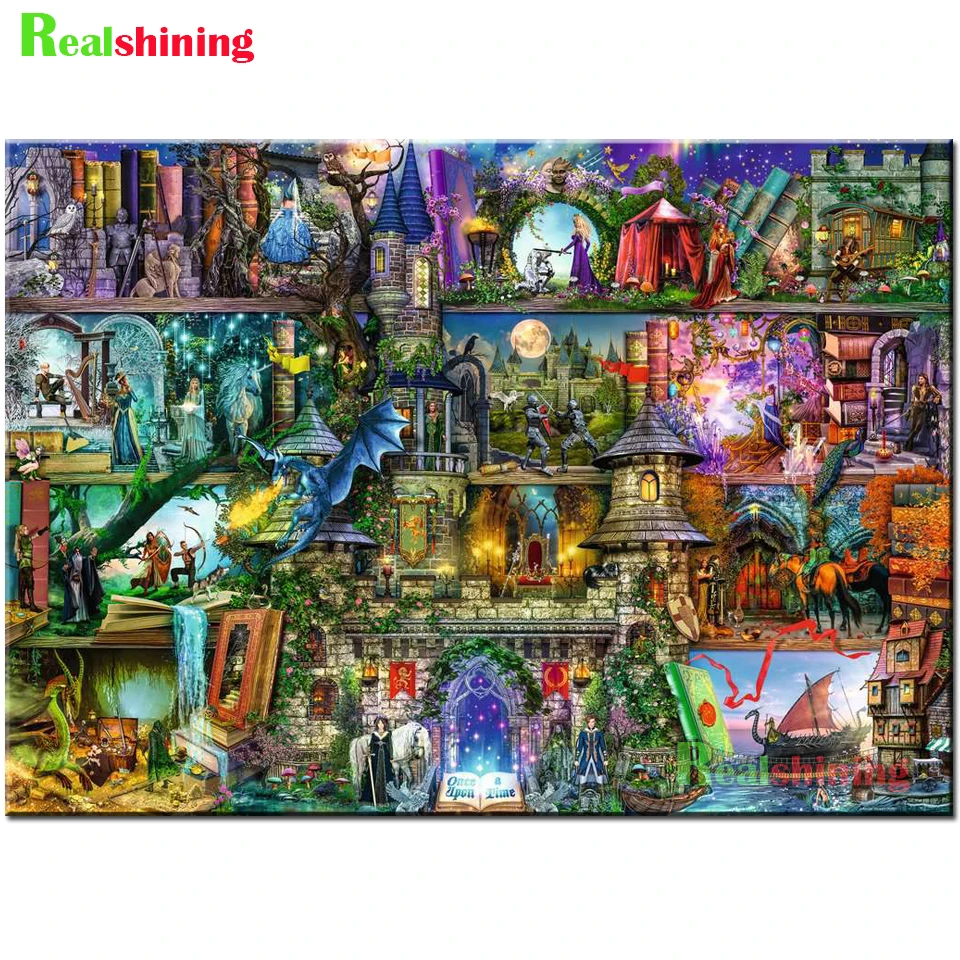 Fairy Tale Books Wonderful World 5D DIY Diamond Painting Full Square/Round Drill 5D Diamond Embroidery Home Decoration,N2192