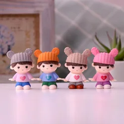 4 Pcs Boy Girl Doll Figure Cute Cartoon Big Eyes Stay Cute Micro Landscape Plant Cake Ornament Decoracion Hogar