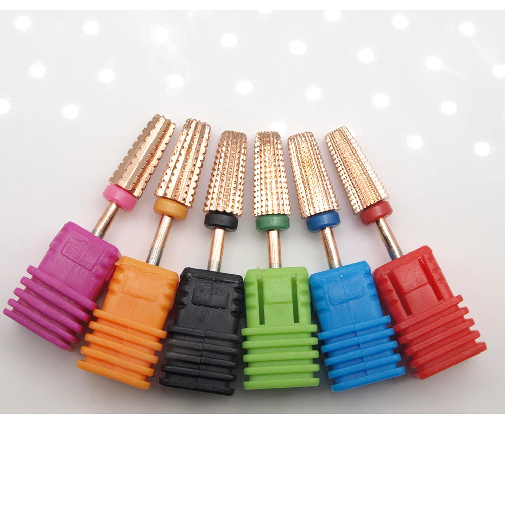 

Rose Gold 5 in 1 Carbide Nail Drill Bits With Cut 2-Way Drills Tapered Bit Milling Cutter For Manicure Nails Accessories