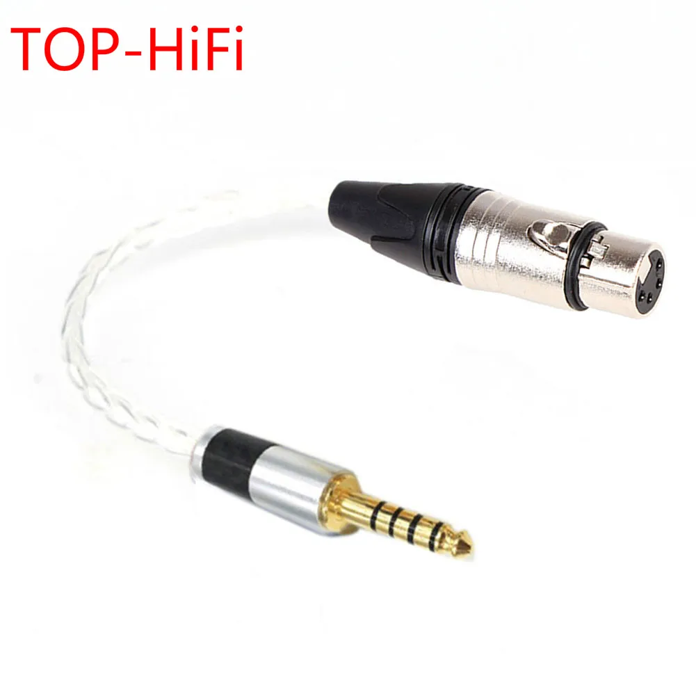 

TOP-HiFi 7n-OCC Single-Crystal Sivler 4.4mm Balanced Male to 4pin XLR Balanced Female Audio Adapter Connector Cable 10cm