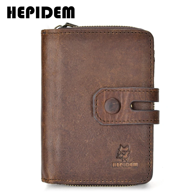 HEPIDEM RFID High Quality Genuine Leather Wallet 2020 New Front Pocket Money Dollar Credit Card Bill Purse for Men 2090