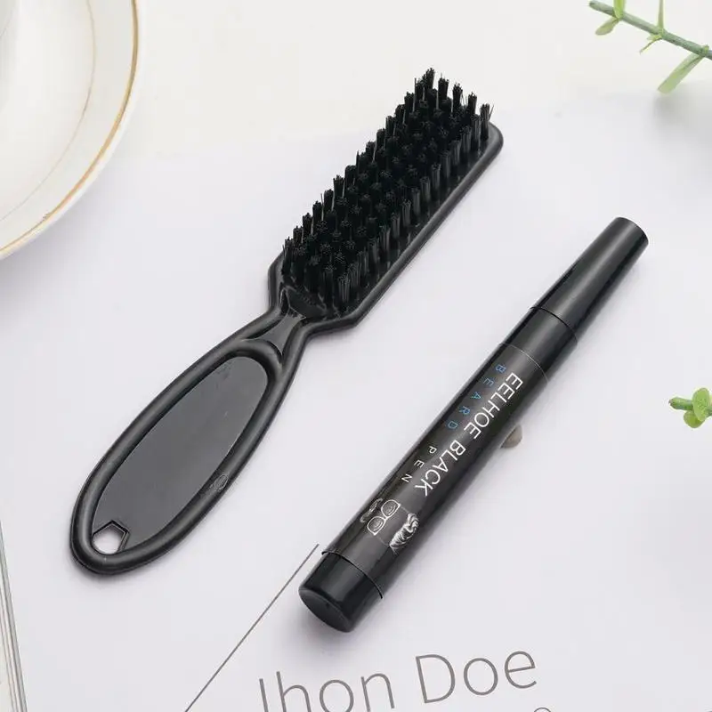 Beard Filling Pen Kit Barber Pencil With Brush Male Tool Hair Eyebrow Engraving Shape Mustache Styling Salon Repair Tool