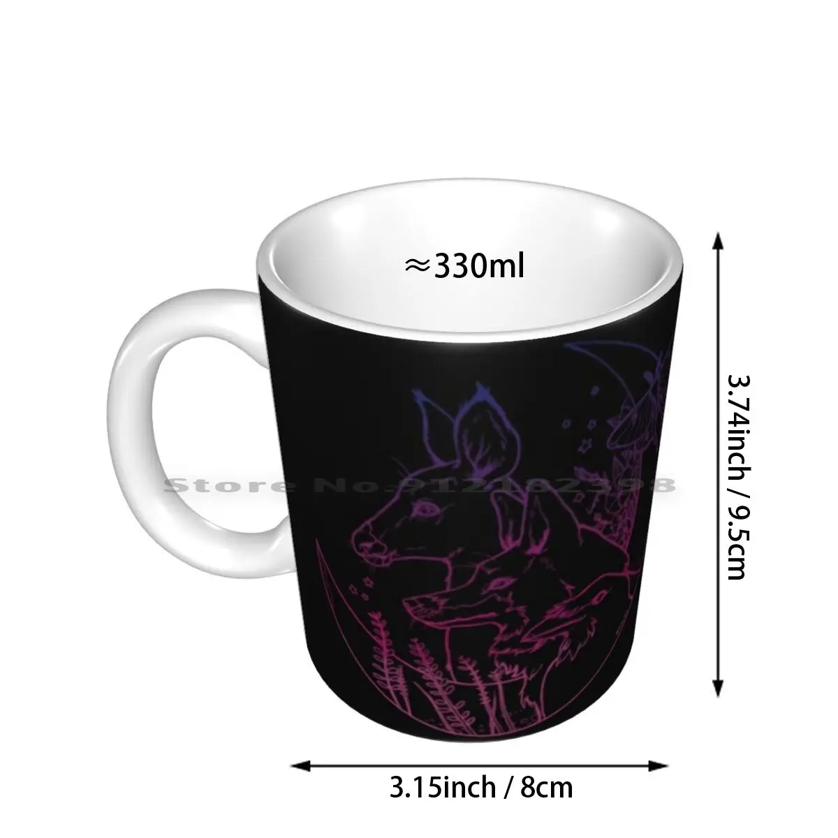 Nature Night Ceramic Mugs Coffee Cups Milk Tea Mug Nature Zodiac Astrology Galaxy Star Doe Deer Fox Raven Crow Fern Luna Moth