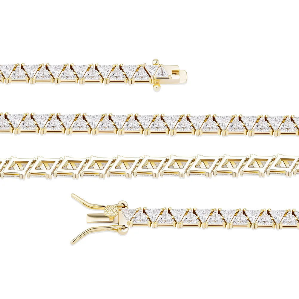TOPGRILLZ 5mm Tennis Chain New Triangular Zircon Choker Women\'s Necklace Iced Out Cubic Zirconia Hip Hop Charm Jewelry Gift