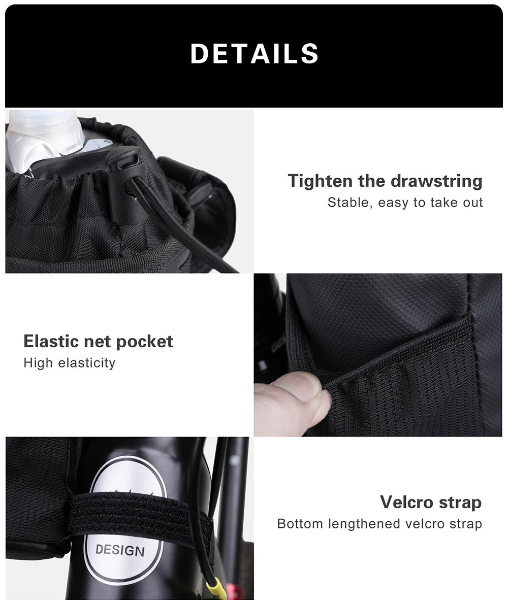 Rhinowalk Fahrrad Tasche Fahrrad Wasser Flasche Tasche Beutel Bike Zubehör Lenker Werkzeug Tasche Touring Pendeln Isolierte Tasche – Detail 16