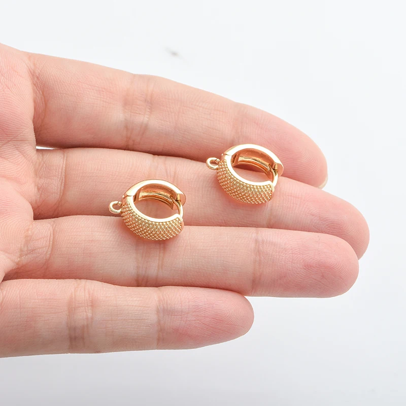 15mm Earring Making Supplies 22K Gold Plated Hoop Earrings Hooks Clasps Accessories for Woman Handmade DIY Jewellery Wholesale