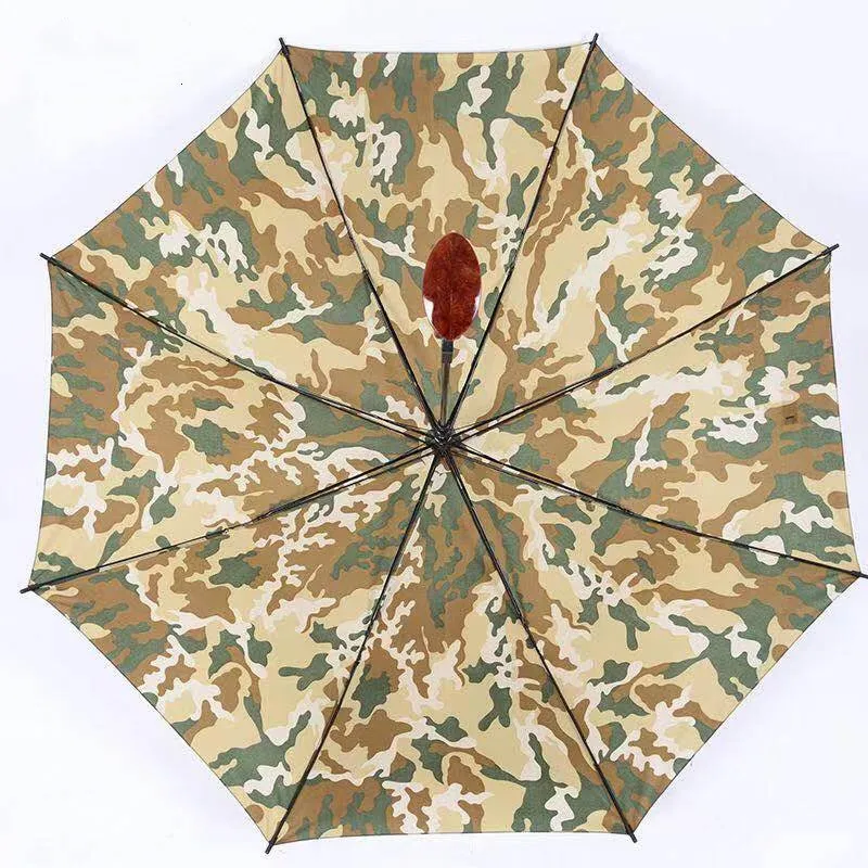 Rifle imitation wooden(plastic) handle gun umbrella sunscreen anti-thunder windproof fiberglass camouflage military long parasol