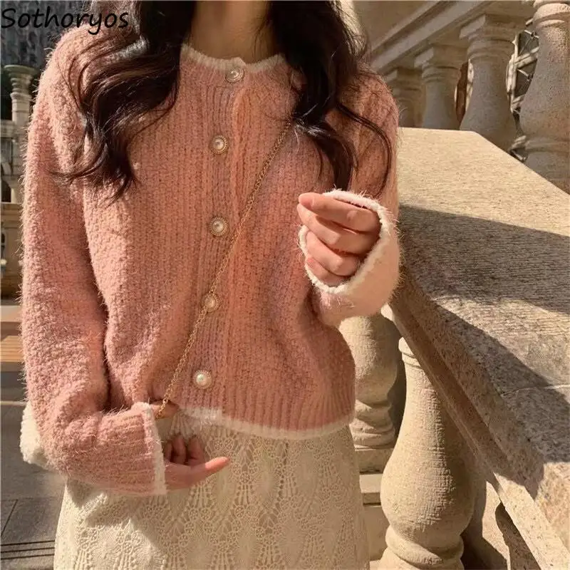 

Cardigans Women Trendy Retro Loose-fitting O-neck Gentle Elegant Sweet Fairy All-match Streetwear Korean Style Teens Sweaters